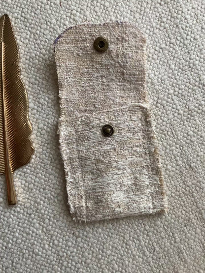 Evelyn Handmade Fabric Coin Purse Textured Beige Fabric